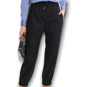 MILLY Black Pin Stripe Wool Jogger Pants